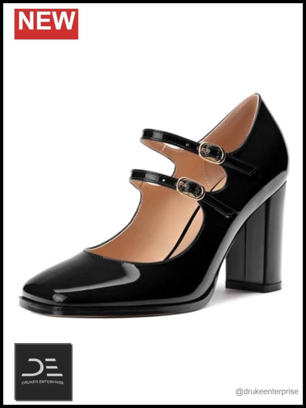 Women's Mary Jane Heels Chunky Square Toe PU Leather Pumps Work Party Shoes